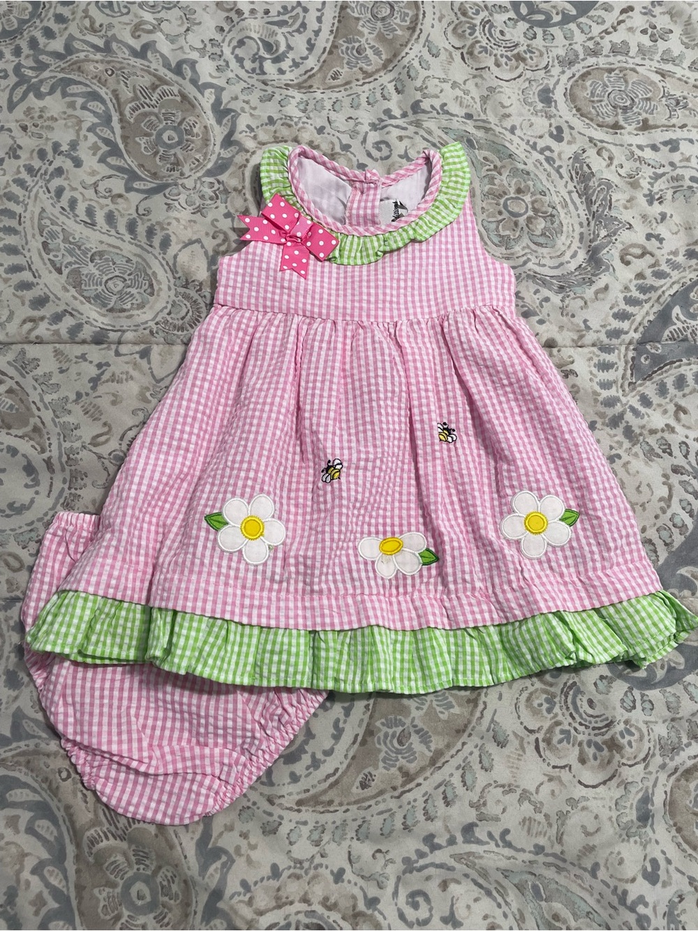 Rare Editions Pink Gingham Bee Dress